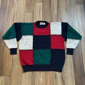 Vintage cotton traders color‎ block crewneck sweater size large